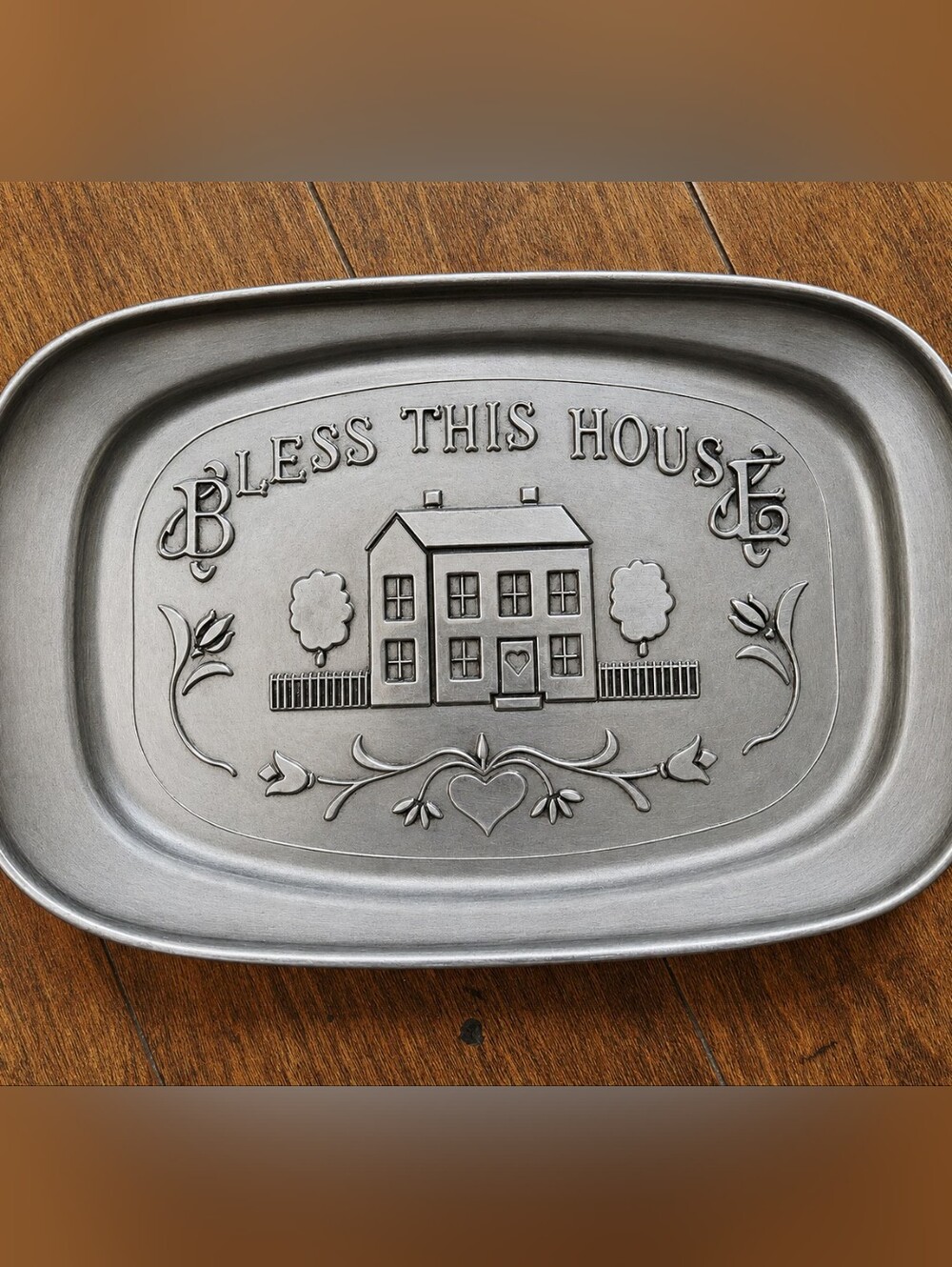 Wilton Armetale "Bless This House" Pewter Bread Tray